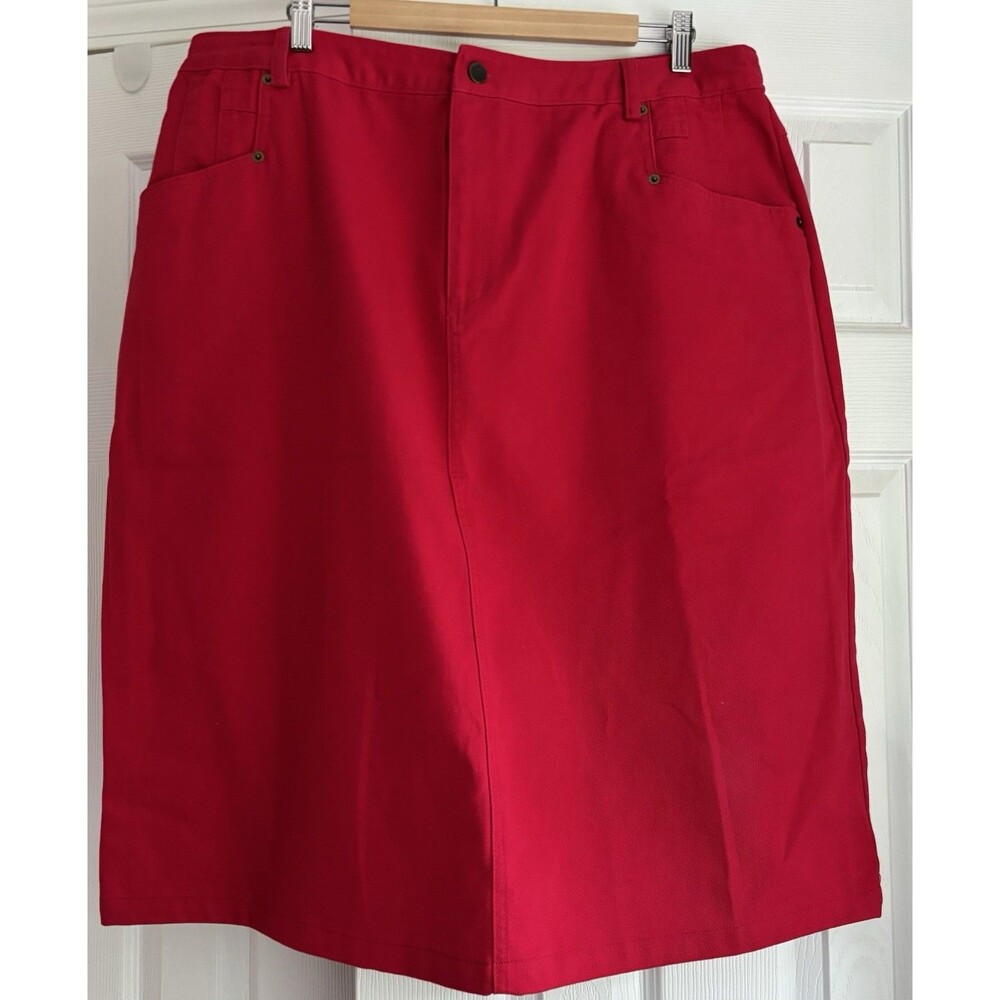 VTG Bridgewater Studio Bright Red Denim Skirt Plus Size 20W High Waisted Casual